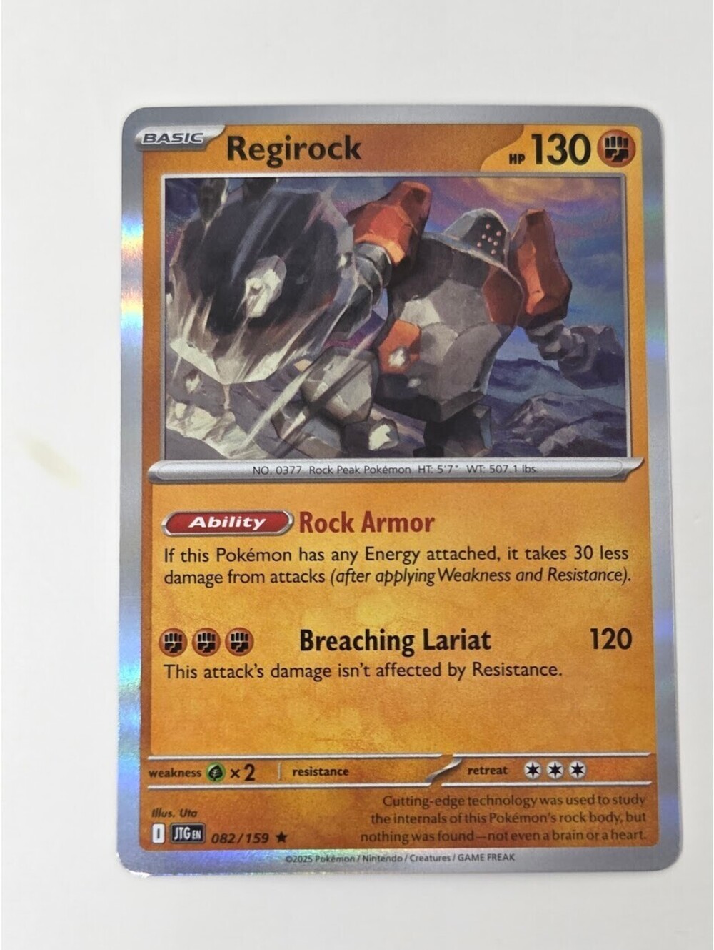 Pokemon TCG Regirock 082/159 Crown Zenith Reverse Holo Rare Card